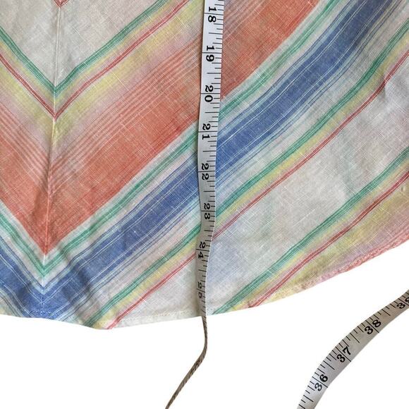 Gap 100% Linen Chevron Smocked Tank Top Blouse Rainbow Striped Vacation Beach - Picture 11 of 16